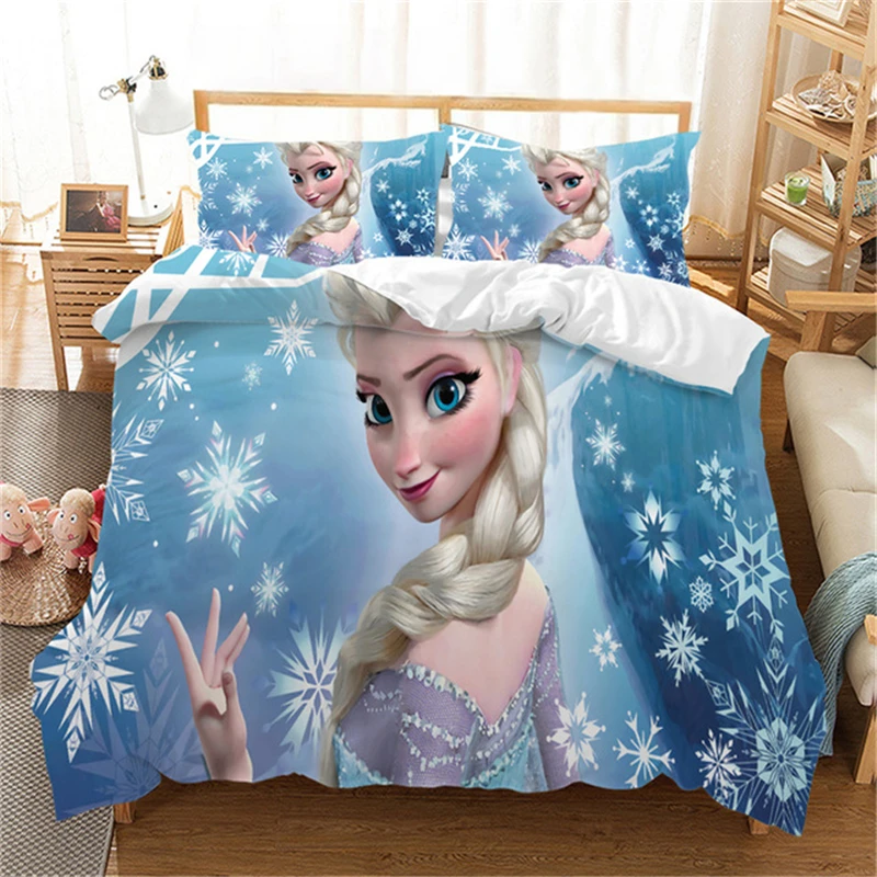 Комплект постельного белья Frozen Anna Elsa двуспальный комплект с пододеяльником и