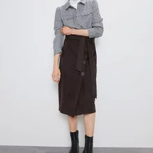 Весенняя мода, новинка, кольцо, крест, Черная Женская юбка, эластичная, высокая талия, подходит ко всему, низ, пояс, однотонный, мода Mujer,, до середины икры