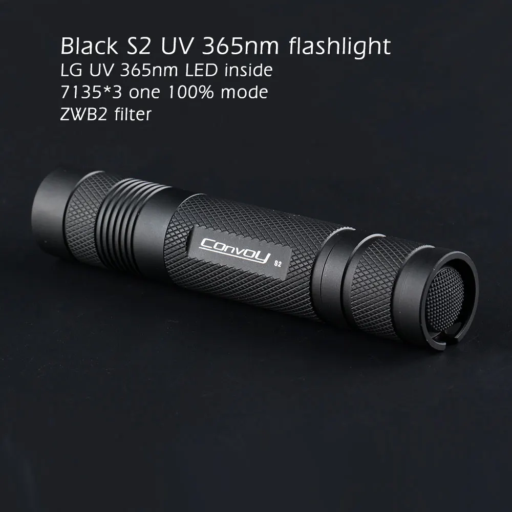 Черный конвой S2 LG UV 365nm светодиодный светильник 18650 Lanterna фонарь Ультрафиолетовый