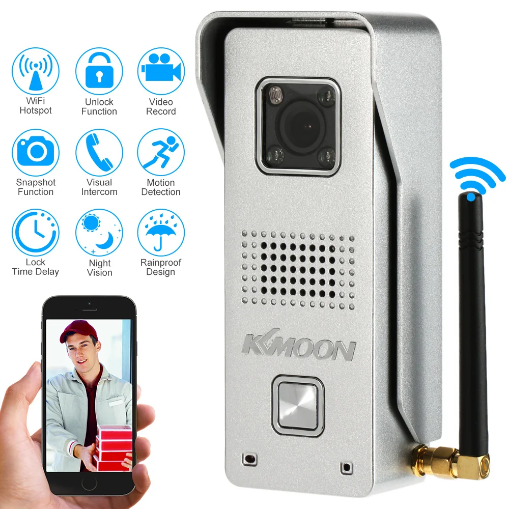 

KKmoon 0.3MP Wireless WiFi Door Phone Visual Intercom Doorbell support Record Snapshot Unlock Lock Time Delay Hotspot P2P