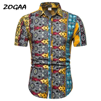 

ZOGAA Hawaiian style Men's Long Sleeve Print Shirt Vacation Plus Size Casual Collar Button Loose Shirt Apparel Comfort Tops