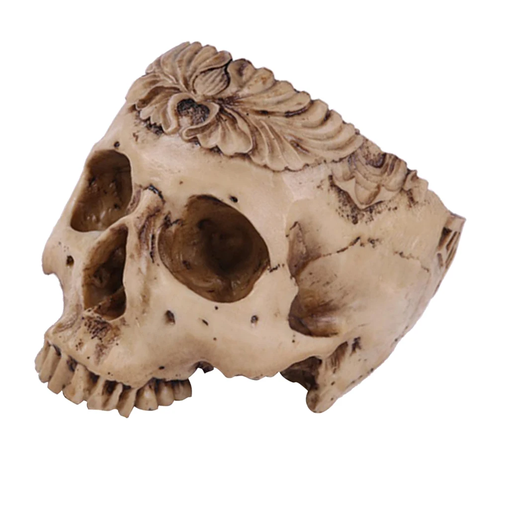 Resin Skull Head Shped Flower Pot Halloween Scene Decoration 