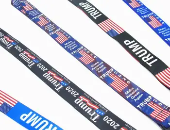 

30 PCS USA Flag Make America Great Again Trump lanyards key id badge holder keychain straps for mobile phone Free Shipping