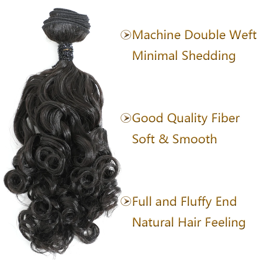 Натуральные вьющиеся волосы, пряди, вьющиеся волосы, 5 пряди, все в одной упаковке, Термостойкое синтетическое волокно, 240 г, натуральный черный