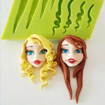 

Creative Cartoon Girl Hair Silicon Mold DIY Handmad Fondant Cak Baking Tool Color random DIY mold durable silicone Environmental
