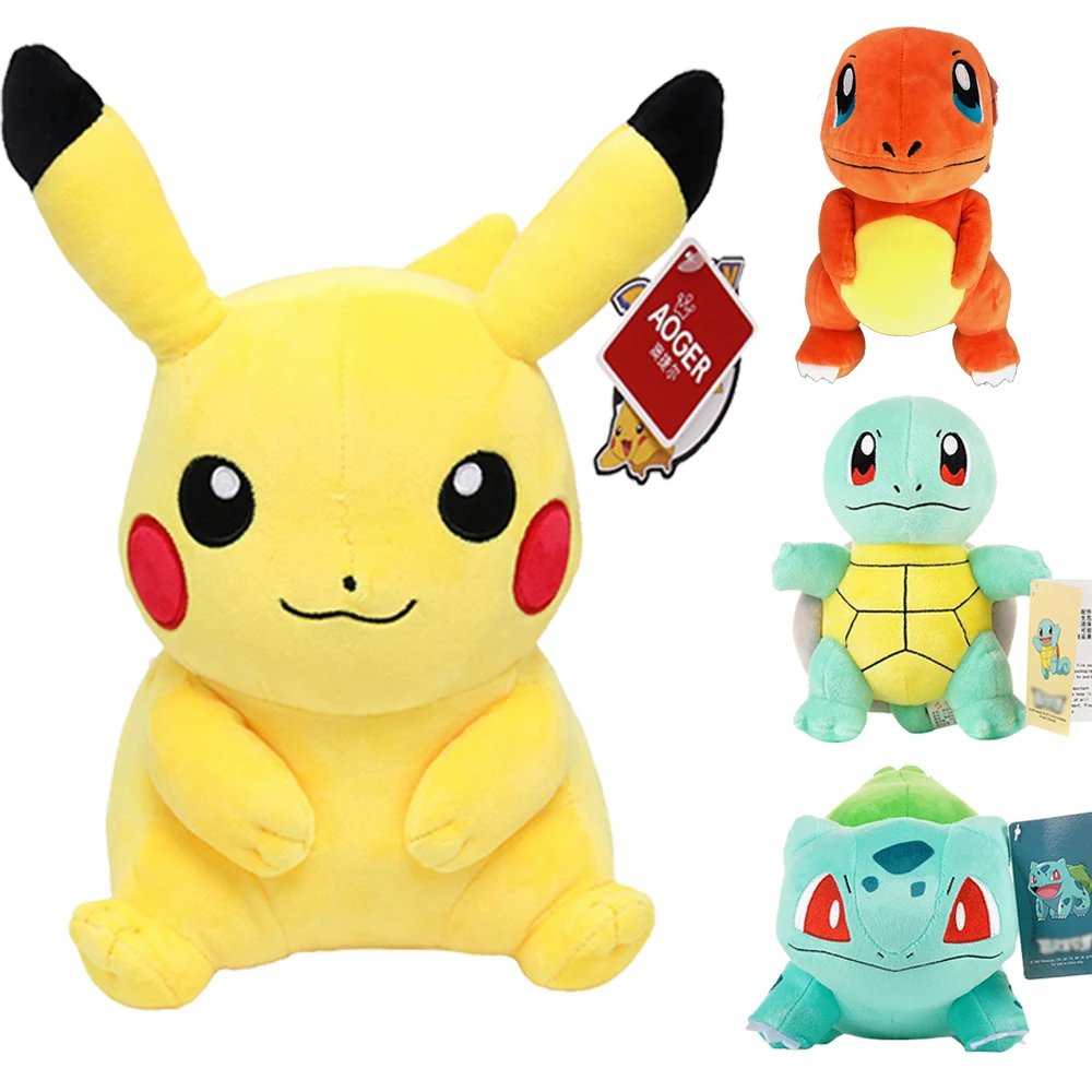 Kawaii Pikachu Charmander Squirtle Bulbasaur Lapras плюшевая кукла мягкая качественная Игрушка Аниме игровой периферический продукт подарки