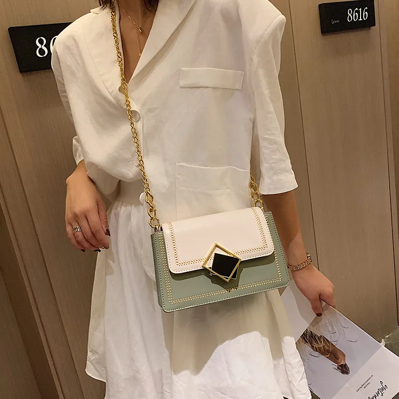 

Fashion Embroidery Leather Shoulder Bag Women Simple Chain Small Flap Bag Wild Ladies Crossbody Bags For Women Brand Bags Purse
