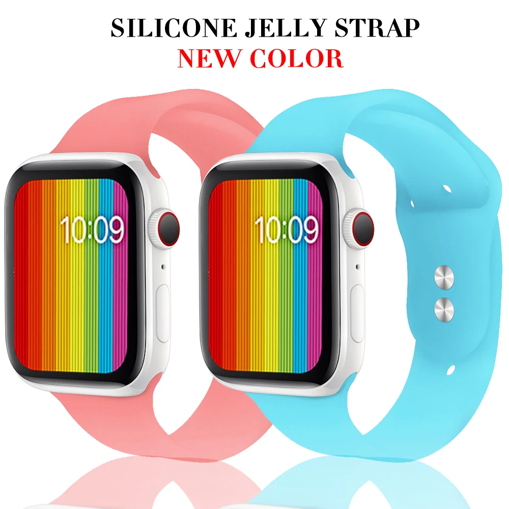 

Jelly color Silicone Strap For apple watch5 4 3 2 1series watch 42mm 38mm Sport iwatch band 40mm44mm Wrist pulseira bracelet