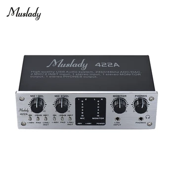 

Muslady 422A 4-Channel USB Audio System Interface External Sound Card +48V phantom power DC 5V Power Supply for Computer