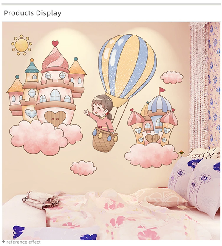 [shijuekongjian] Cartoon Girl Wall Stickers DIY Unicorn Animal Stars Wall Decals for Kids Bedroom Baby Room House Decoration