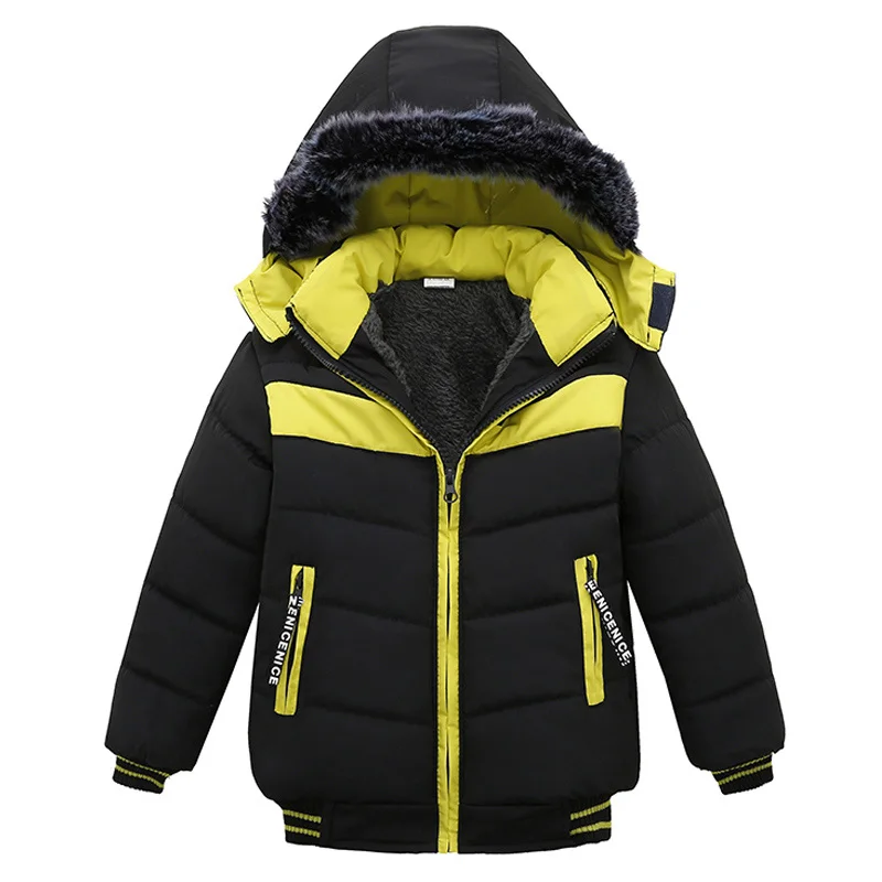 Детская куртка для детей пальто для мальчиков осень-зима куртки для детей куртка для мальчиков теплая детская одежда с капюшоном и застежкой-молнией, верхняя одежда, куртка для мальчиков, костюм для мальчиков и девочек - Цвет: Black