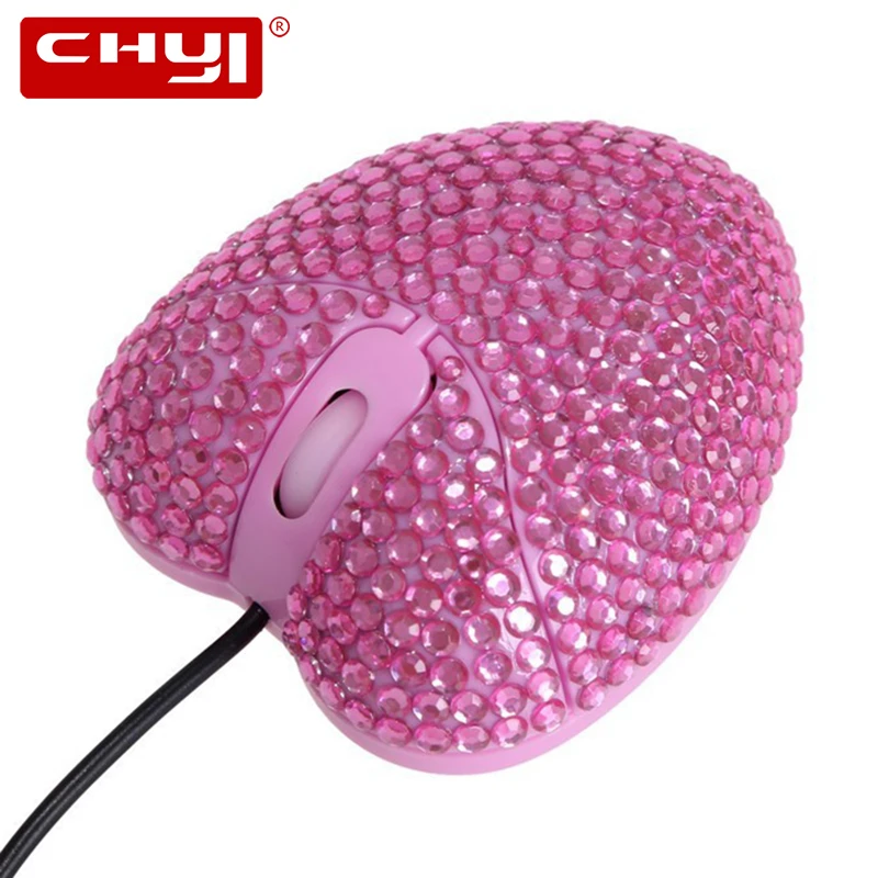 

Diamond Pink Heart Computer Mouse Wired Mini USB Optical Creative Mouse Cute Mice For Laptop PC Kids Girls Gift Drop Shipping