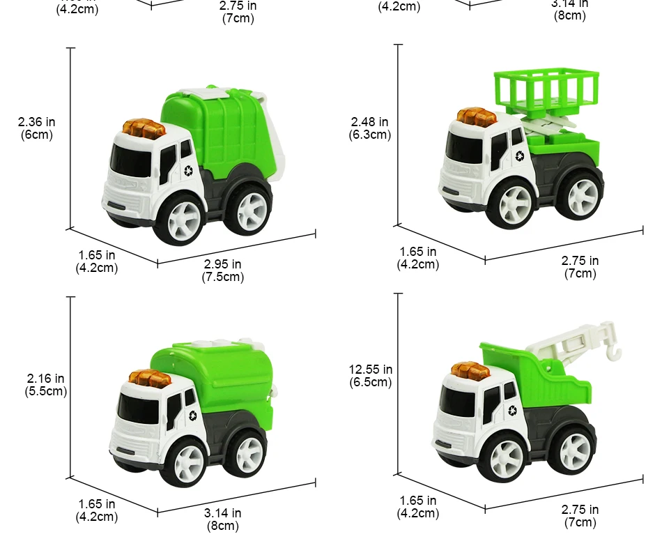 8 шт./компл. милый литые Автомобили сплав военный грузовик санитарии инерционная машина модель игрушки садовый мусорный грузовик игрушки для мальчиков и девочек Рождественский подарок