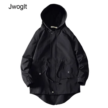 

Spring Autumn Design Long Trench Coat Jacket Men Black Coats Streetwear Men's Army Green Casual Long Hooded Jackets 4XL 5XL