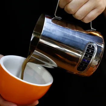 

600ml Stainless Steel Milk frothing jug Espresso Coffee Pitcher Thermometer Barista Craft Coffee Latte Milk Frothing Jug Pitcher