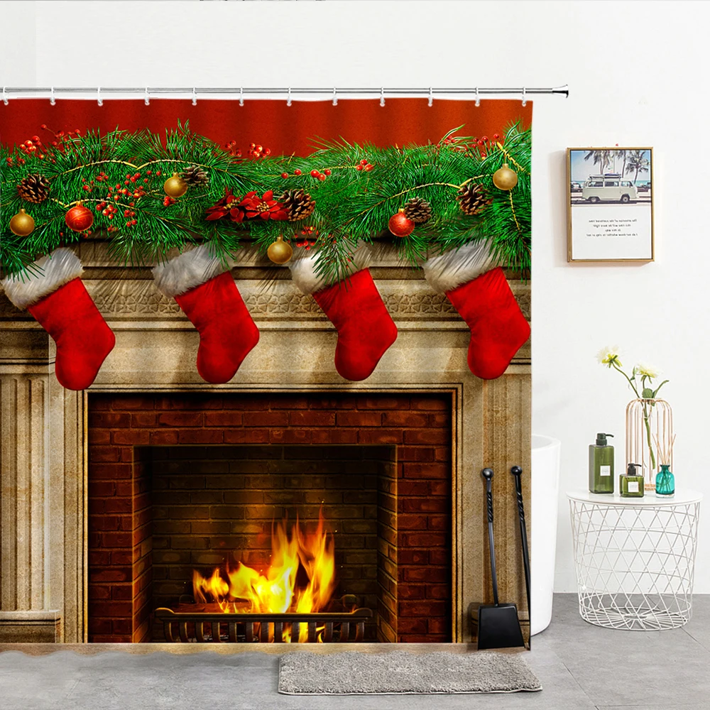 

Занавеска для душа с надписью «Merry Christmas»