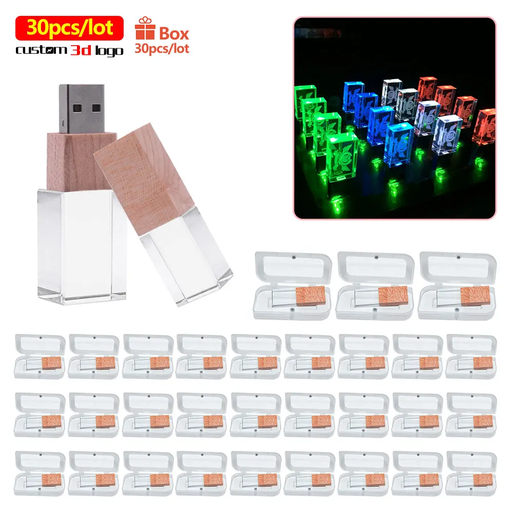 Флэш-накопитель USB 30 шт./лот с кристаллами бесплатным логотипом на заказ usb 2 0 4 ГБ 8