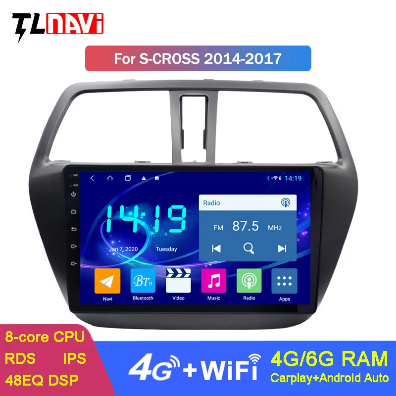 Android 10 IPS DSP CARPLAY 6G + 128G 9-дюймовая автомобильная навигация для Suzuki S-CROSS 2014-2017