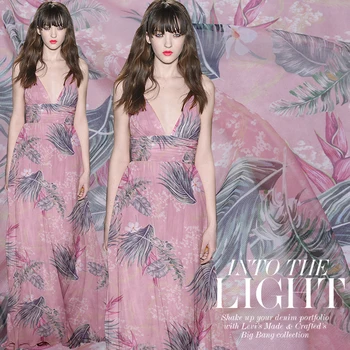 

Banana leaf Digital painting georgette silk fabric for dress ткань для шитья tissu telas sewing tela tecido bazin riche getzner