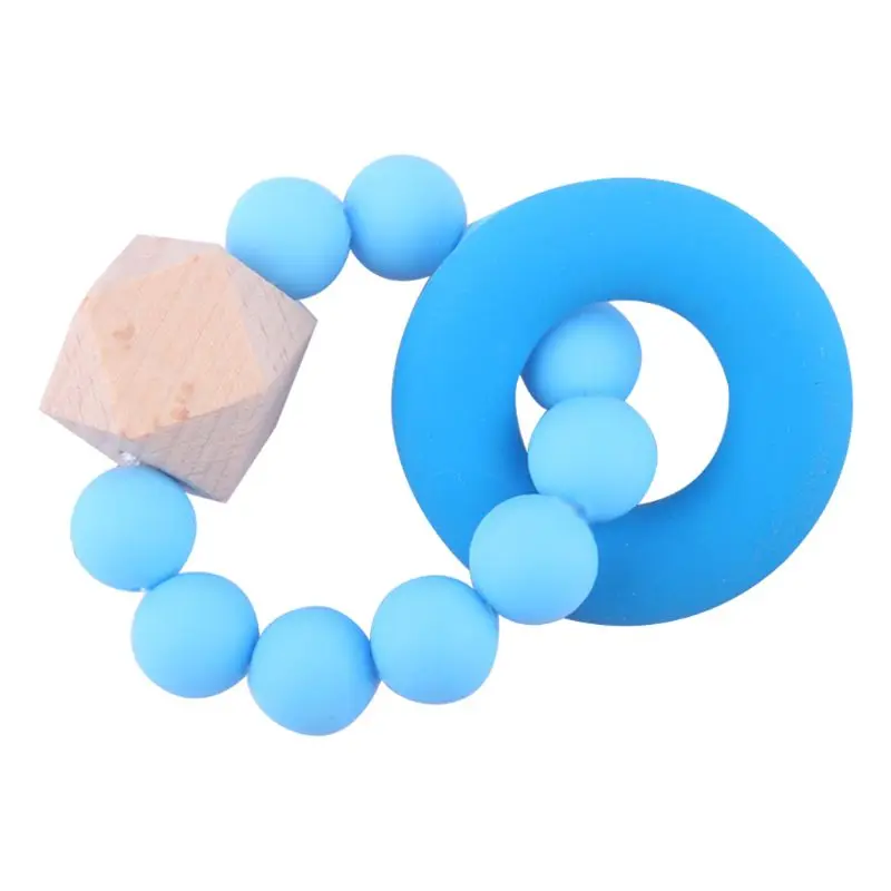 Blue Новинка, детский силиконовый Прорезыватель для зубов, Пончик, браслет, детский укус, игрушка для коренных зубов, палочка, соска, цепь, DXAD - Цвет: Blue