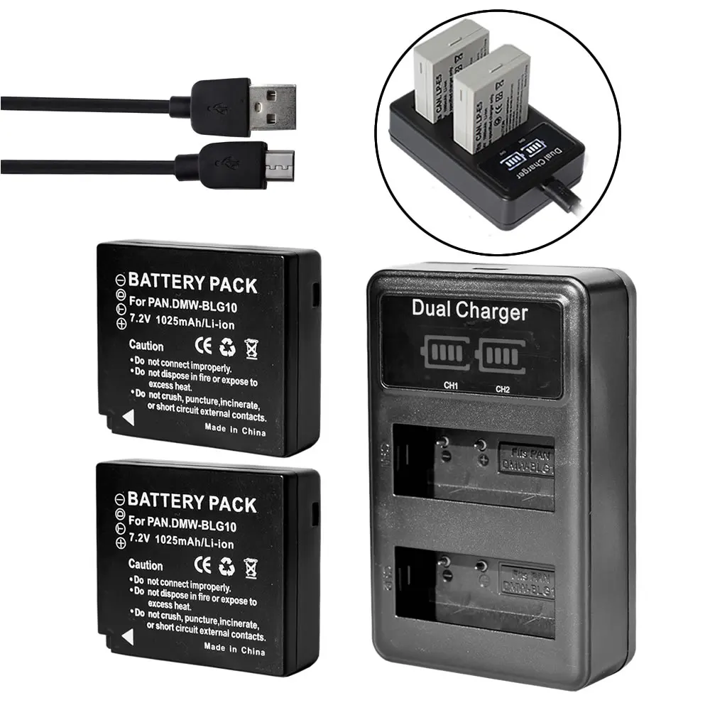 2X батарея + ЖК-зарядное устройство для Panasonic DMW-BLG10E DMC-GX7 GF6 TZ80 TZ81 GX80 GX85 DC-TZ91 DC-TZ202 TZ101 |