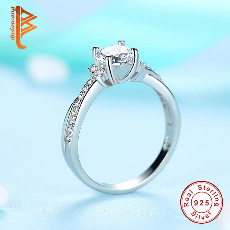 BELAWANG высококачественное серебро 925 пробы AAA+ обручальные кольца со стразами для женщин Серебряные женские обручальные кольца ювелирные изделия