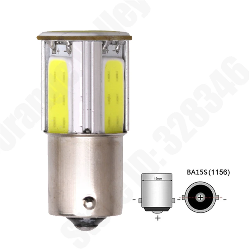 2 шт. P21w Ba15s 1156 COB авто светодиодные лампы спереди и сзади сигнальные Хвост