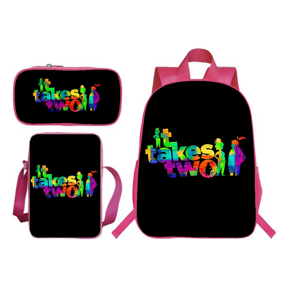 

It takes two Backpack 3pcs Set Boy Girl Cosplay School Bag Teens Bookbag Rucksack Gift(backpack+shouder Bag+pen Bag)