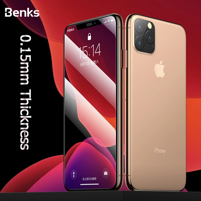 

Benks KR Curved Edge Full Cover Tempered Glass For iPhone 11 Pro Max Screen Protector Ultra-thin Anti Blue Light Protective Film
