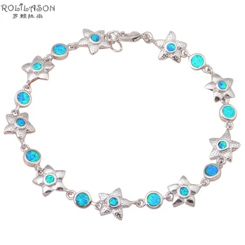 

Wholesale & retail High Quality Blue fire Opal Silver Stamped Fashion Jewelry Party Bracelets for Women OB007