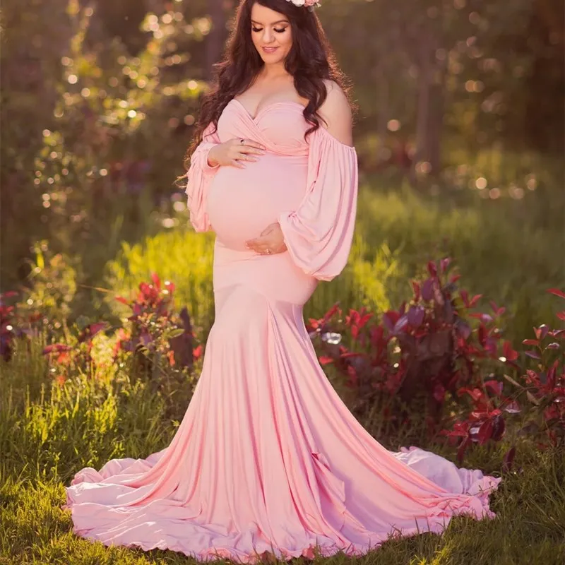 Maternity Shoot Dresses Maternity Dress for Photography Off Shoulder Gown Maxi Pregnancy Dresses for Photoshoot