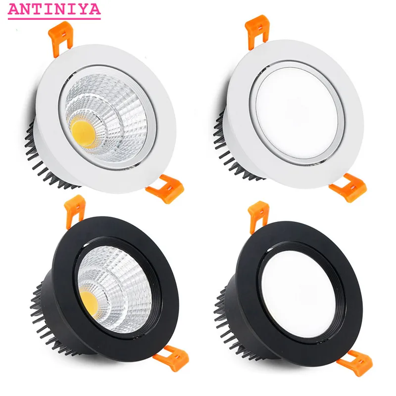 

4 types round Dimmable Recessed LED Downlights 5w7w9w12w15w COB LED Ceiling Lamp Spot Lights AC110-220V LED Lamp Indoor Lighting