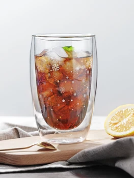 

Heat-resistant and cold-resistant double-layer Internet red glass cup light, transparent and elegant ins simple and lovely girl