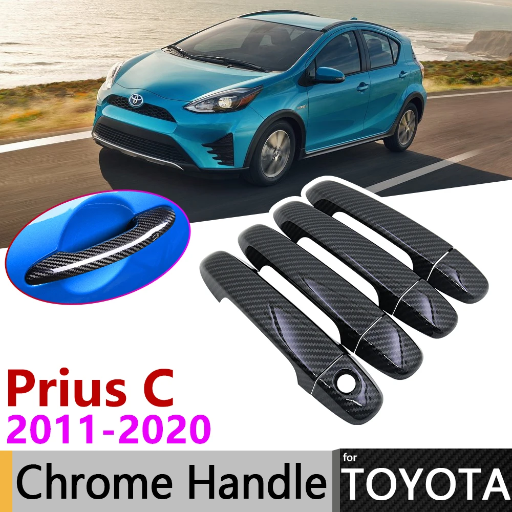 Черная накладка на дверную ручку из углеродного волокна для Toyota Prius C Aqua 2011 ~ 2020 2012