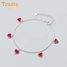 Trusta 925 Настоящее Стерлинговое Серебро модные женские туфли ювелирные изделия из жемчуга 5 нитей, браслет в виде сердца, 15,5 см для девушек; Прямая DS569