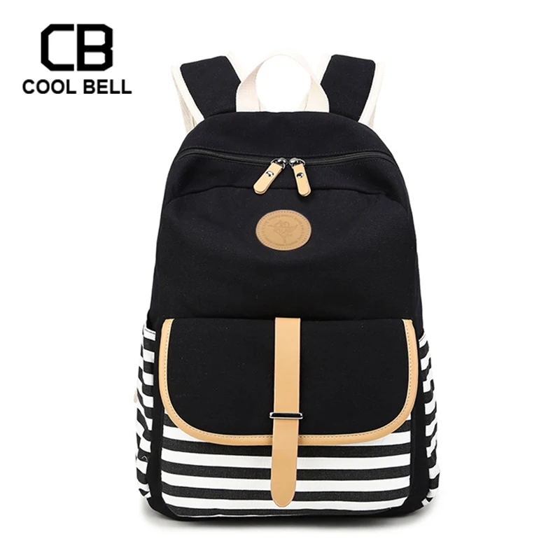 

Navy Striped Canvas Waterproof School Backpack For Girls Travel Laptop Backpack Sports School Backpack Bags Girls Gift