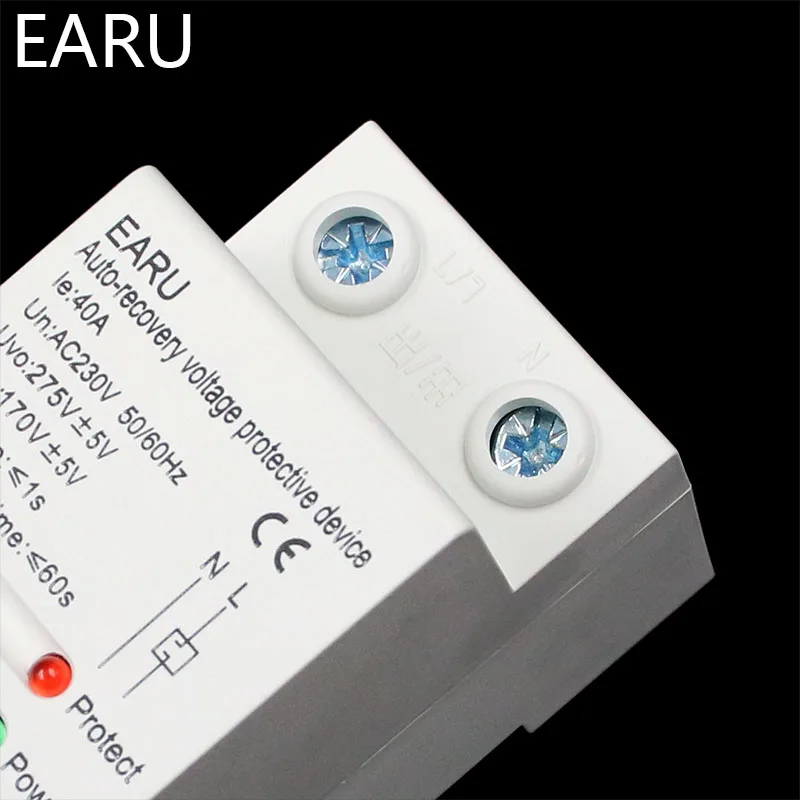 40A 230V Din rail automatic recovery reconnect over voltage and under voltage protective device protector protection relay