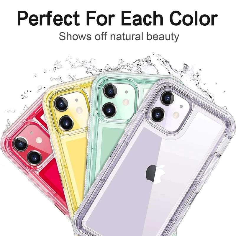 Hybrid Heavy Duty Dust Case For iPhone 16 15 13 11 12 14 Pro Max XSMAX XR XS SE 6 7 8 Plus Transparent Shockproof Armor Cover 6