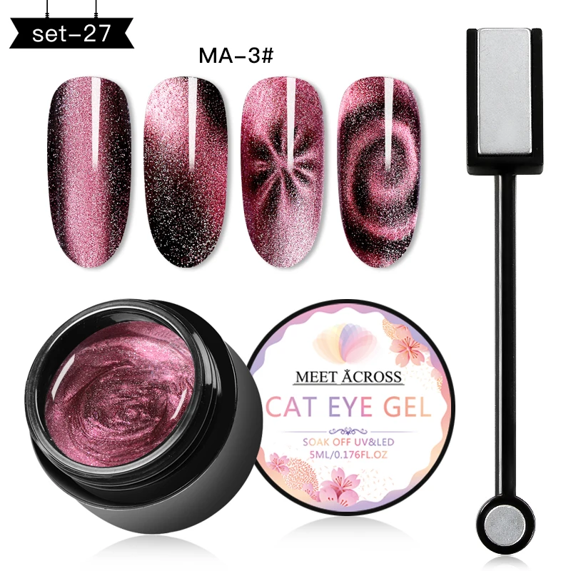 MEET ACROSS 9D Galaxy Magnetic Gel Nail Polish 5ML Soak Off UV LED Nail Art Lacquer Long Lasting Varnish Shining Cat Eye Gel - Цвет: CZH01328