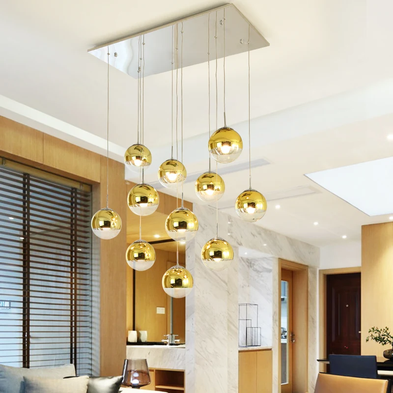 

Creative Art Deco Restaurant Kitchen Hanging Hand Blown Glass Ball Modern Party Decor Chandelier Lights For Home Dinning Room