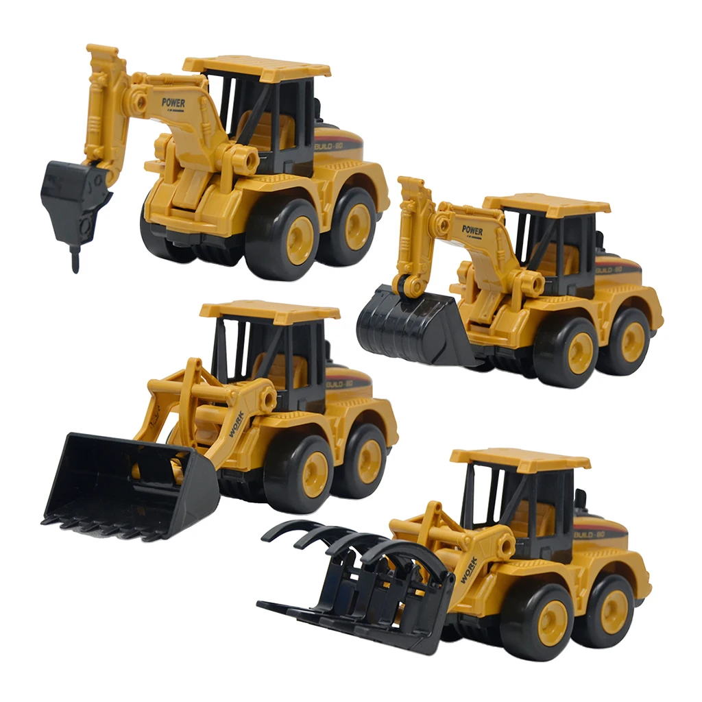 Set of 4 Engineering Car Toy STEM Learning Kits, Christmas Birthday Gifts for Kids Toddlers