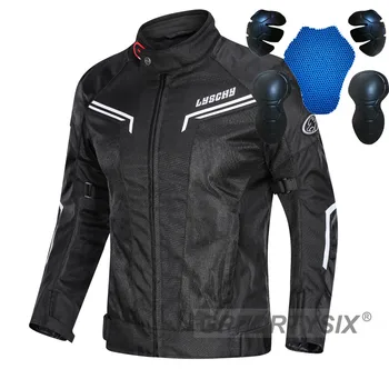 

LYSCHY 2020 Summer Mesh Breathable Motorcycle Racing Jacket Motocross Motorbike Sports Clothing With Body Protectors 4XL