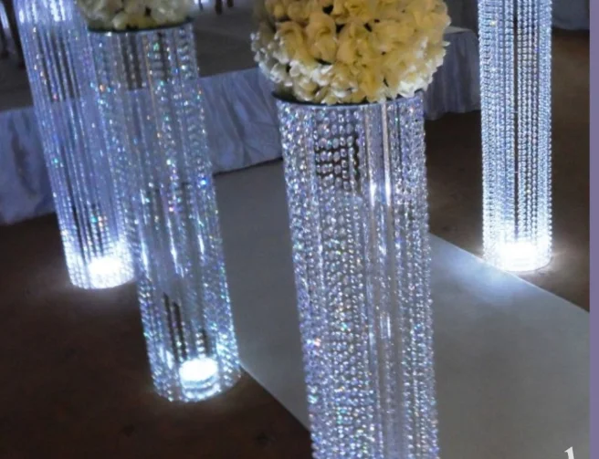 10pcs)wedding aisle crystal pillars Wedding walkway stand Centerpiece