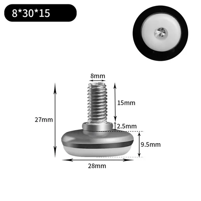 2/4/8Pcs Metal Furniture Legs Anti-slip Base Coffee Table Cabinet Leg Pad M6 M8 M10 Adjustable Leveling Feet Leveler 15mm-40mm 30mm M8x15mm
