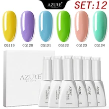 Azul Beleza 12 pçs/lote Série de Unhas de Gel Unhas de Gel Definir a Cor Vermelha Semi Permanente Gel Verniz Soak Off UV/LED Gel Unha Polonês Kits(China)