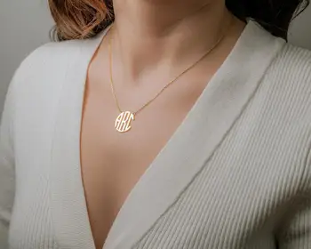 

Dainty Monogram Necklace Name Jewelry Bridesmaids Gifts Custom Name Necklace Monogram Initials Necklace Wedding Gift