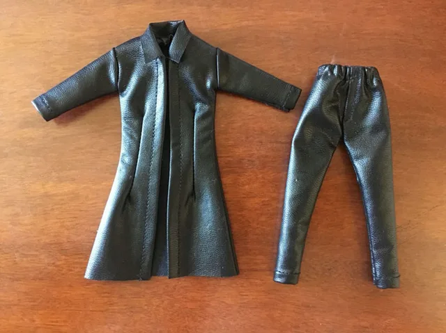 1/12 Female/Male Figure Accessory Leather Windbreaker Coat Pants Two-piece Suit Clothes Model for 6 inches Action Figure 4