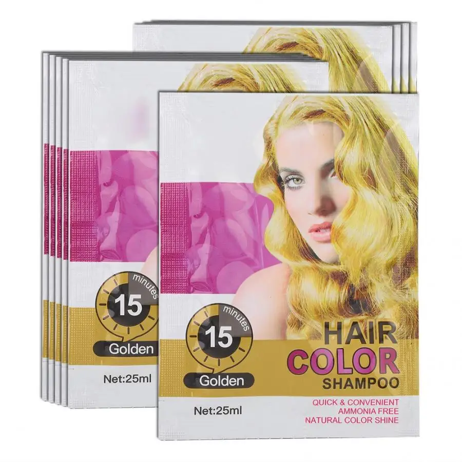 4 цвета временный красящий шампунь для волос натуральный нежирный питательный быстрый инструмент для красителя волос цветной воск профессиональный уход за волосами - Цвет: Golden