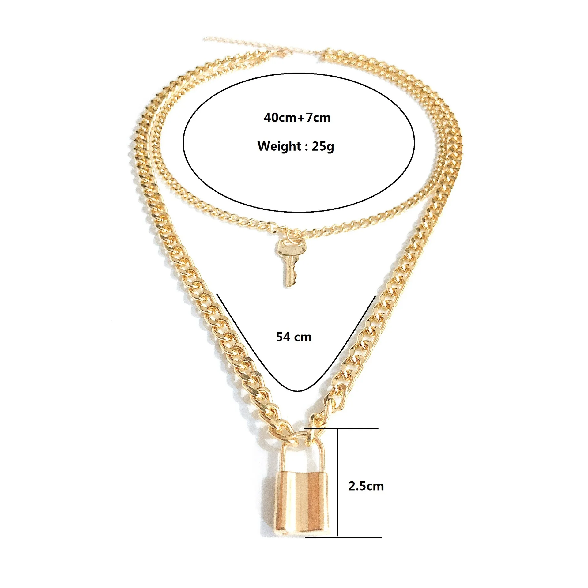 Модное ожерелье с подвеской в виде замка для ключей для женщин, золотое/серебряное ожерелье с замком, многослойная цепочка на шею с замком, ювелирные изделия в стиле панк