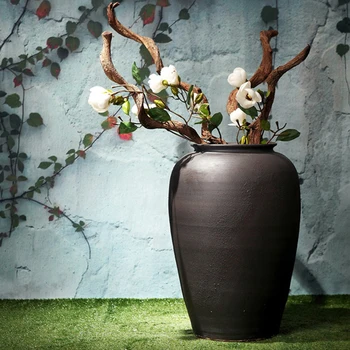 

YILUNXI European-style creative earthenware pottery ceramics floor large vase flower living room home soft decoration decoration